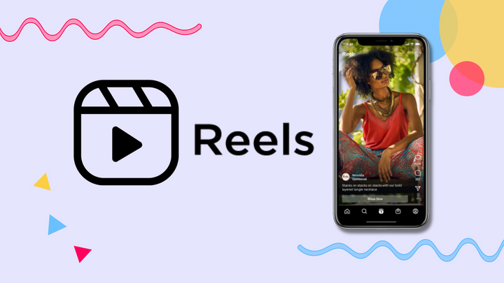 An image showing the Facebook Reels logo and an example of an uploaded Reel