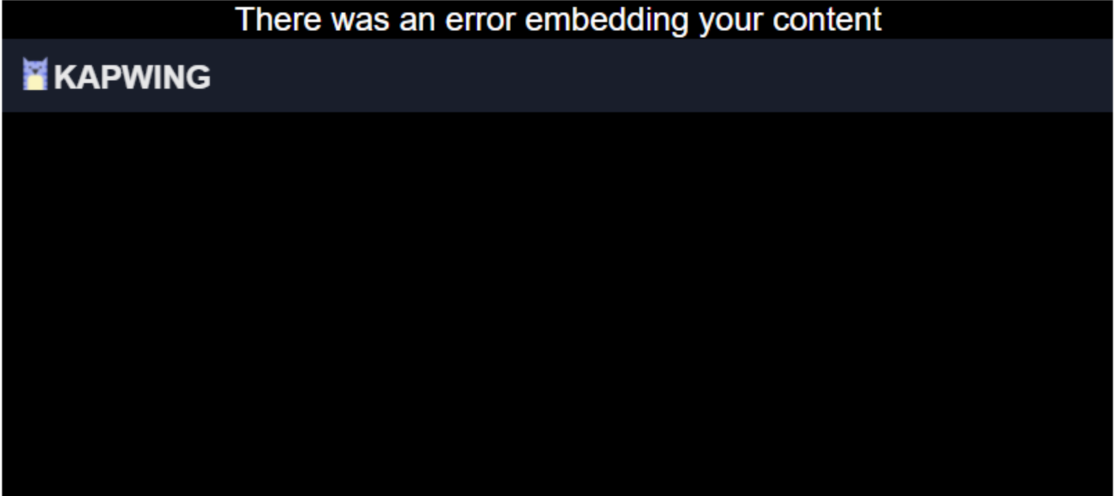 A screenshot of the error showing up on a private video that's embedded