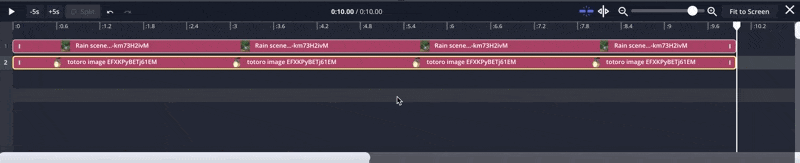 A screenshot of a user selecting both ends of an image layer on the Timeline and dragging them towards the center to make the layer shorter in duration.