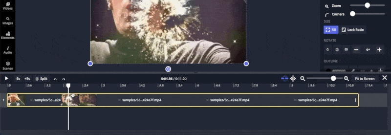 A GIF screen recording that shows when a portion of video is deleted from the Timeline in the normal editing mode, it leaves behind an empty space and white canvas in the project.