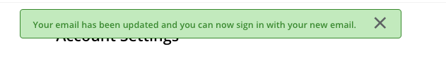 Screenshot of the confirmation that the email address was changed successfully