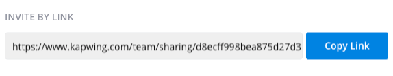Showing the invite by link option within the Invite Members modal - a section with a URL and a blue Copy Link button