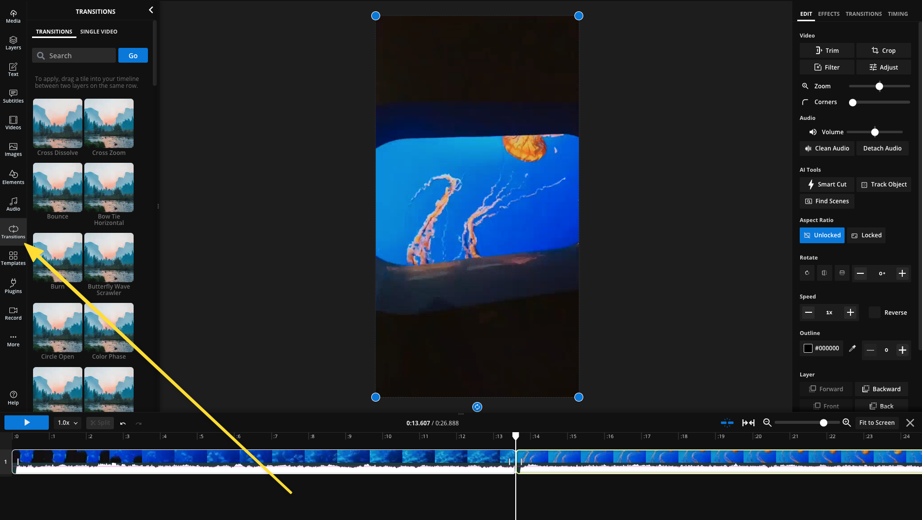 How to Add Transitions on Kapwing