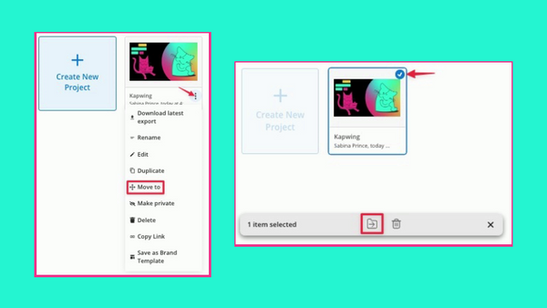 How to Move a Project to a Different Workspace on Kapwing