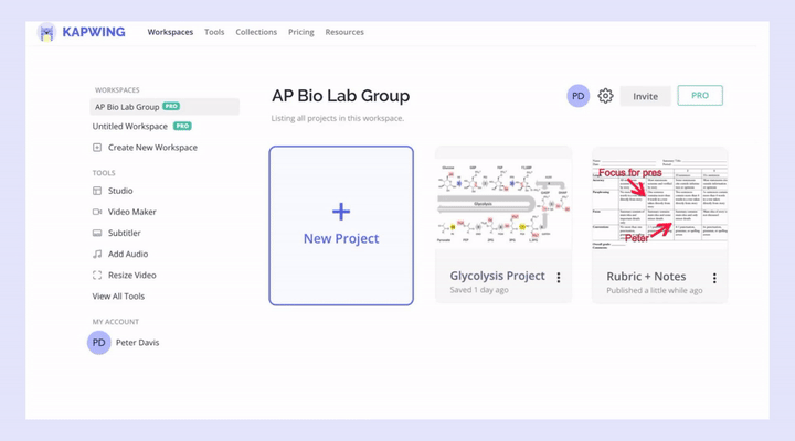 A GIF Showing a shared workspace add members and projects.