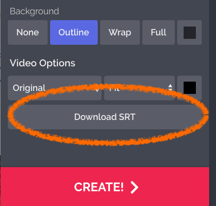 Download SRT button