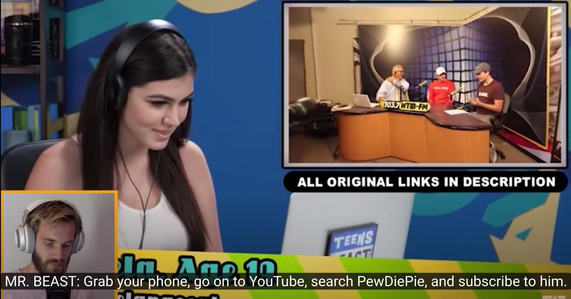 A screenshot of a PewDiePie reaction video to another reaction video.