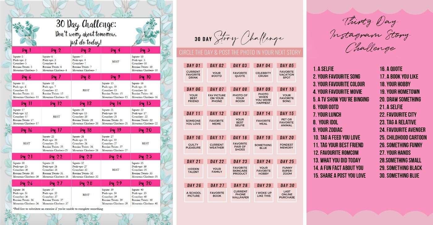 Make A 30 Day Challenge Template For Instagram Twitter Or Facebook