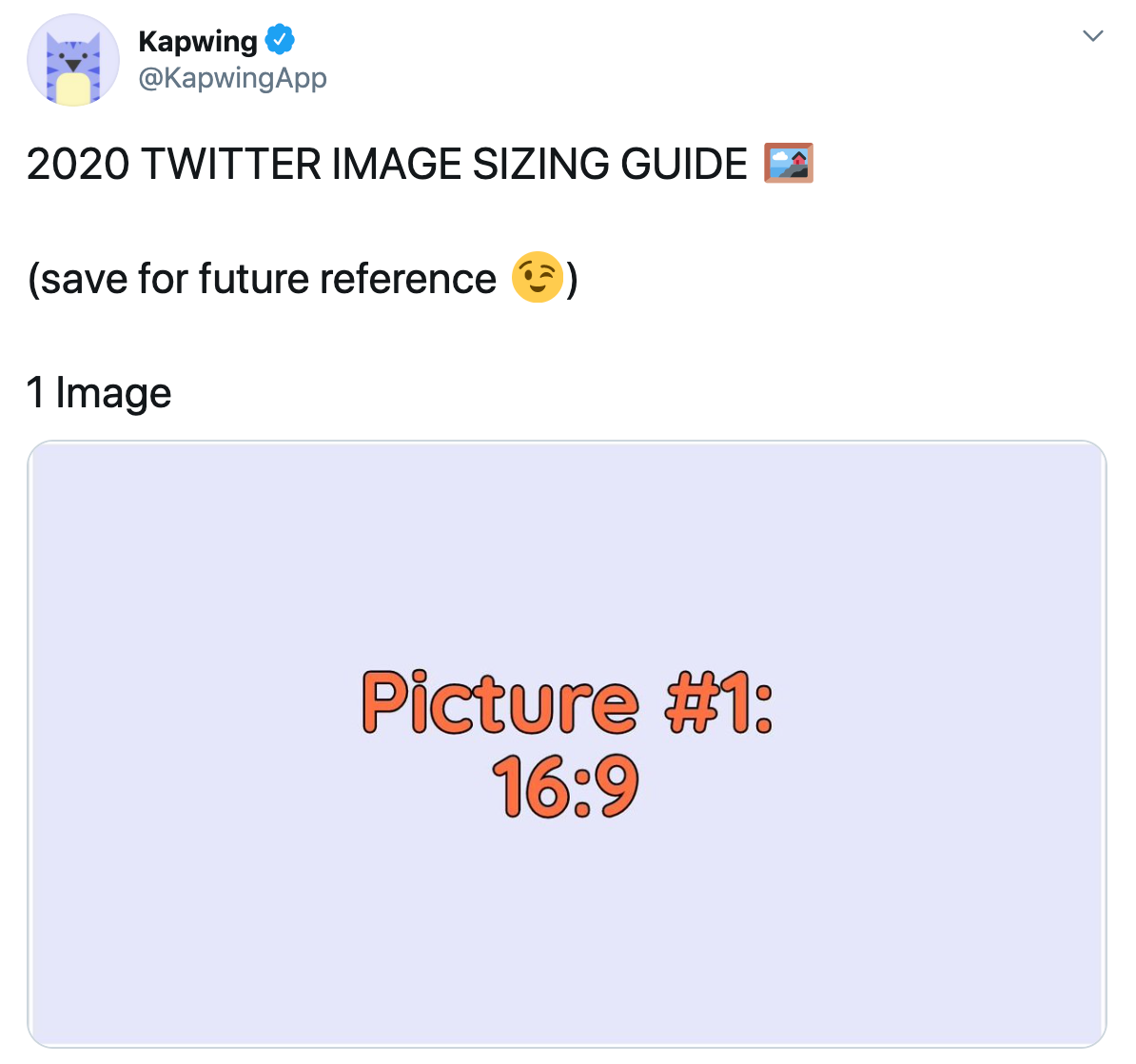 A screenshot showing how to format pictures for single image Twitter posts. 