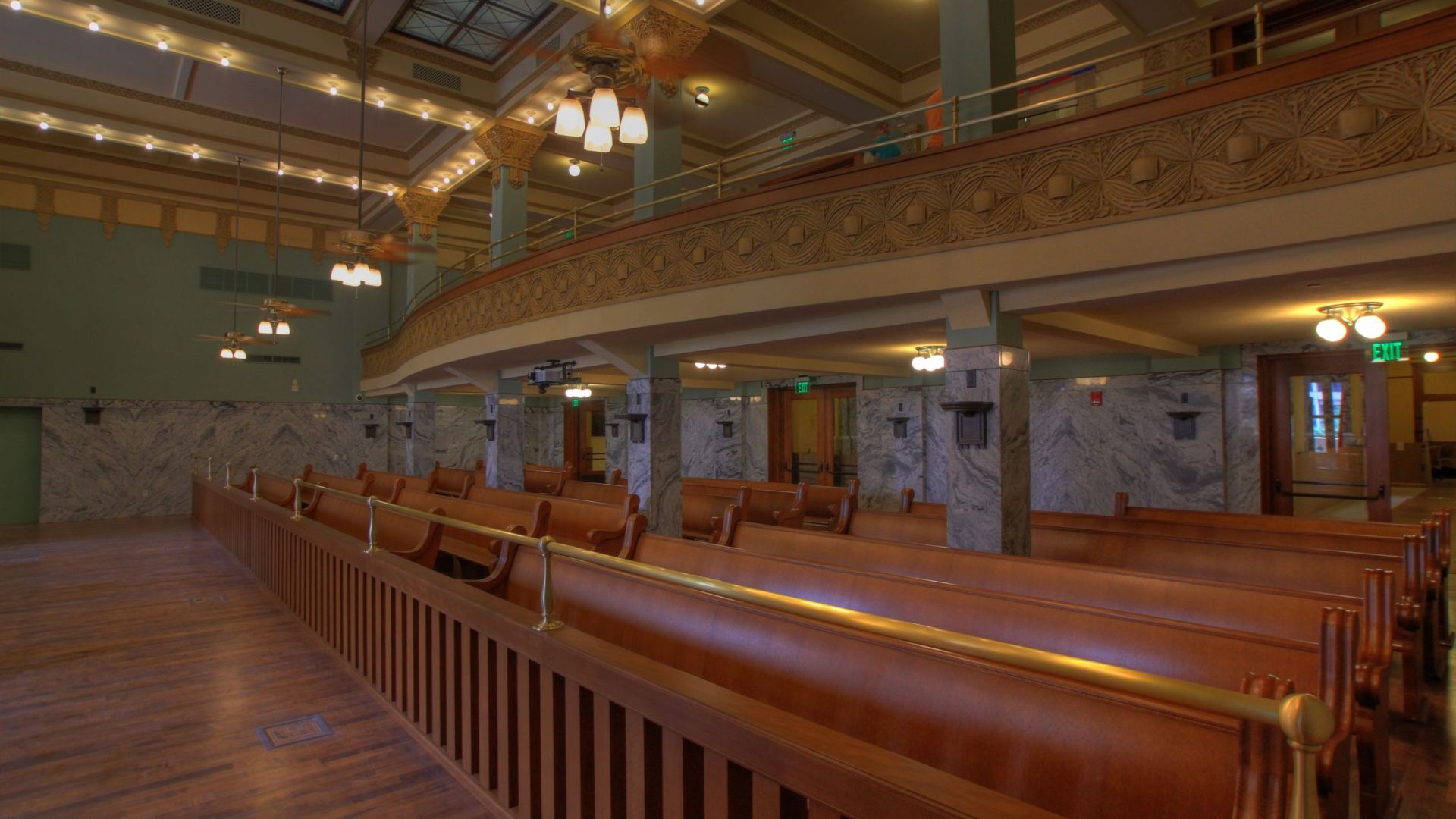 The fifth background, a 90's era courtroom. 