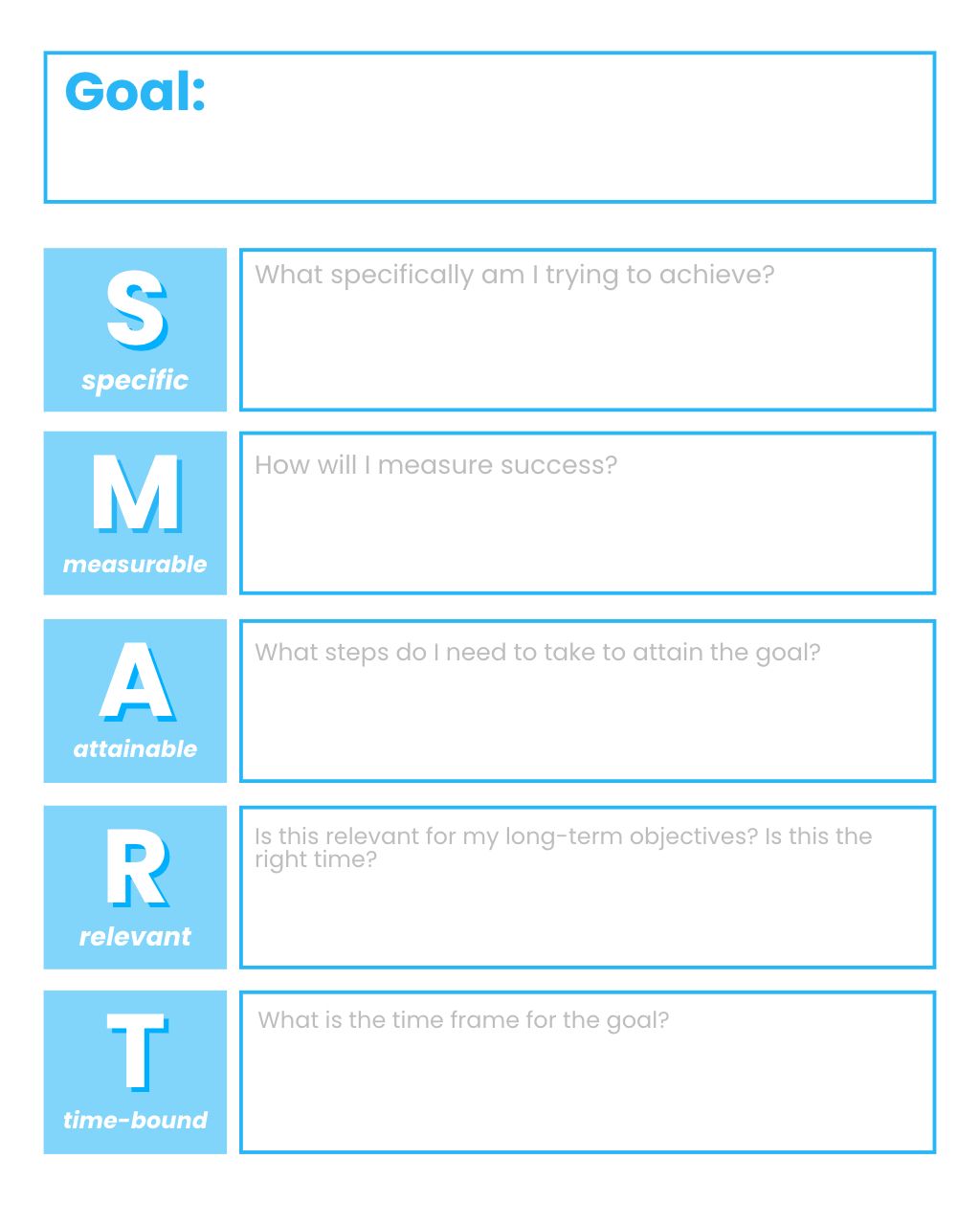 student writing goals template