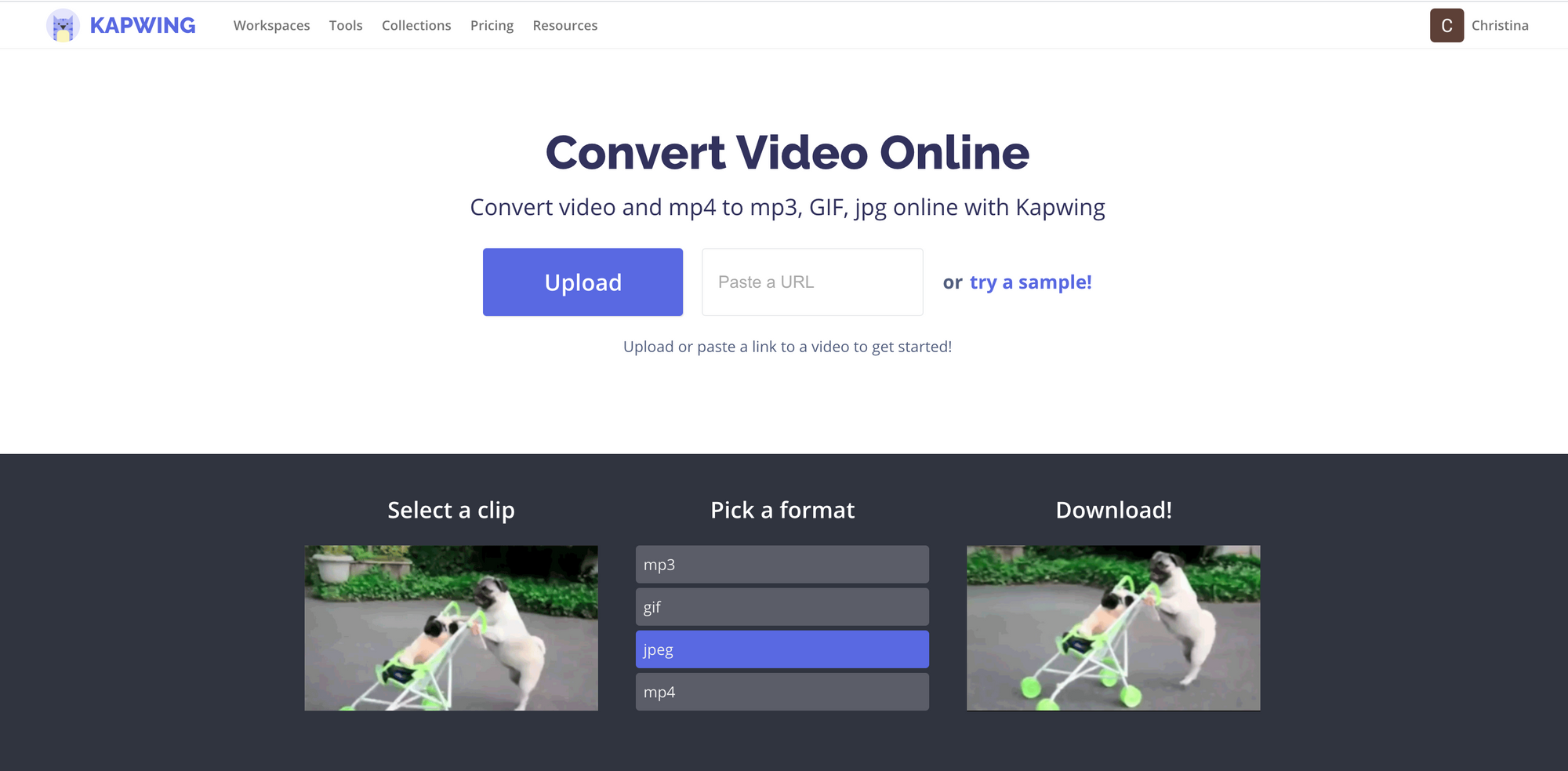 MP4 Converter page where you can upload your FLV