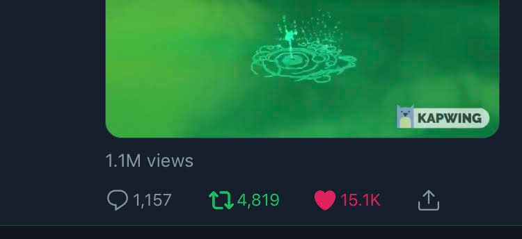 A Twitter post of an animated video with 15.1K likes features the Kapwing watermark