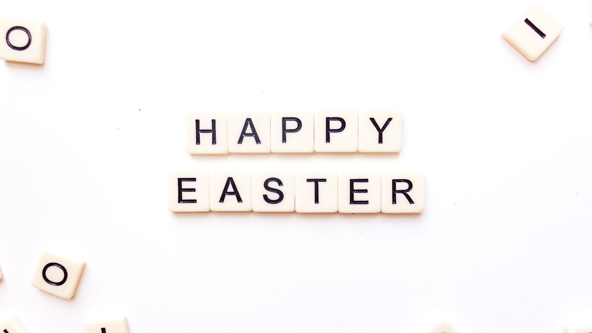 scrabble letters spelling out Happy Easter