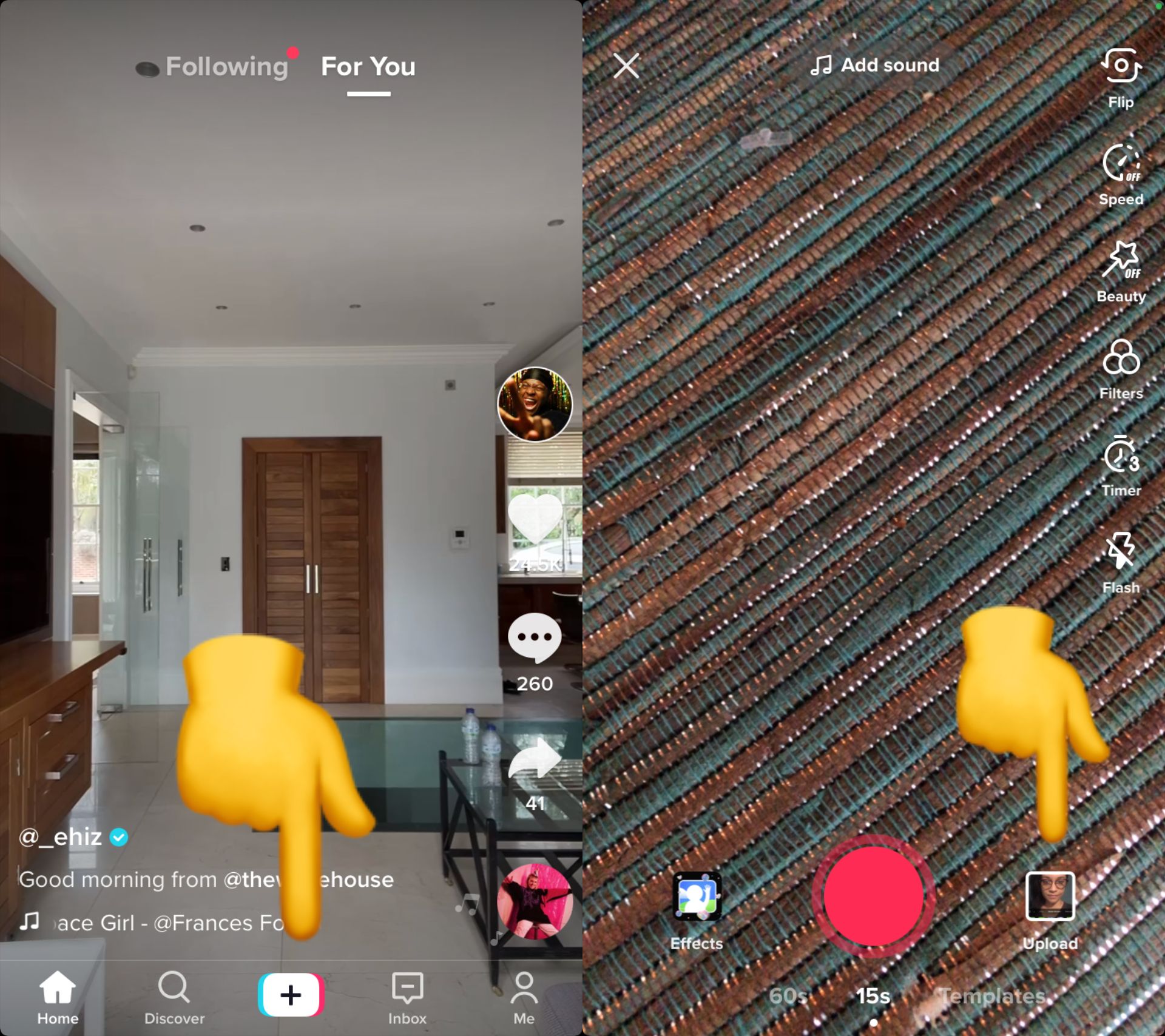 screenshot showing how to upload a video to TikTok
