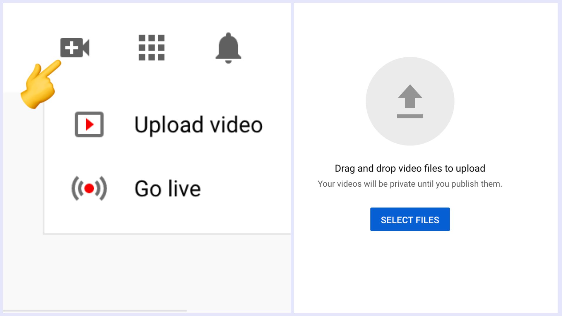 screenshot of how to upload a YouTube video
