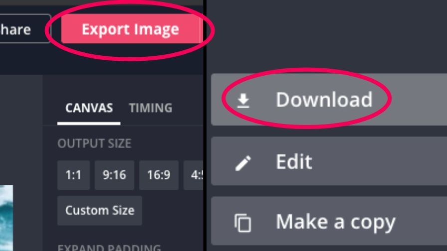 Screenshots showing how to export your Reddit profile banner
