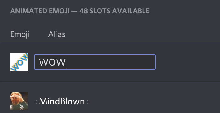 A screenshot showing how to name newly uploaded emojis in Discord.