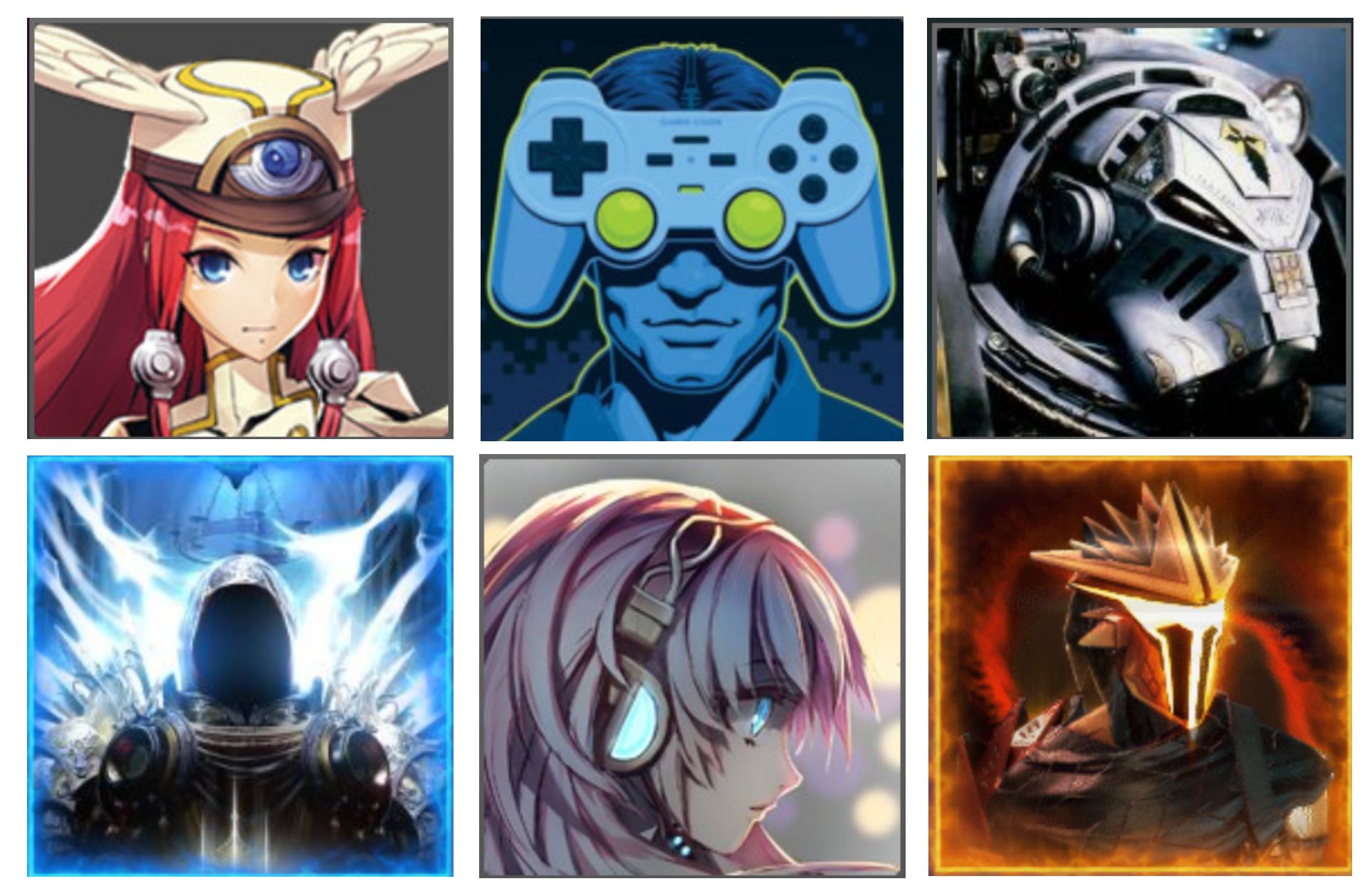 pictures collage with six different gaming avatars that are from Steam