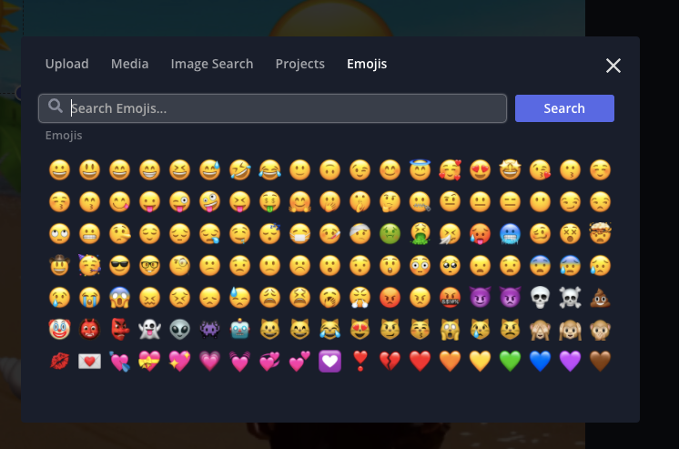 Emoji import modal in Kapwing