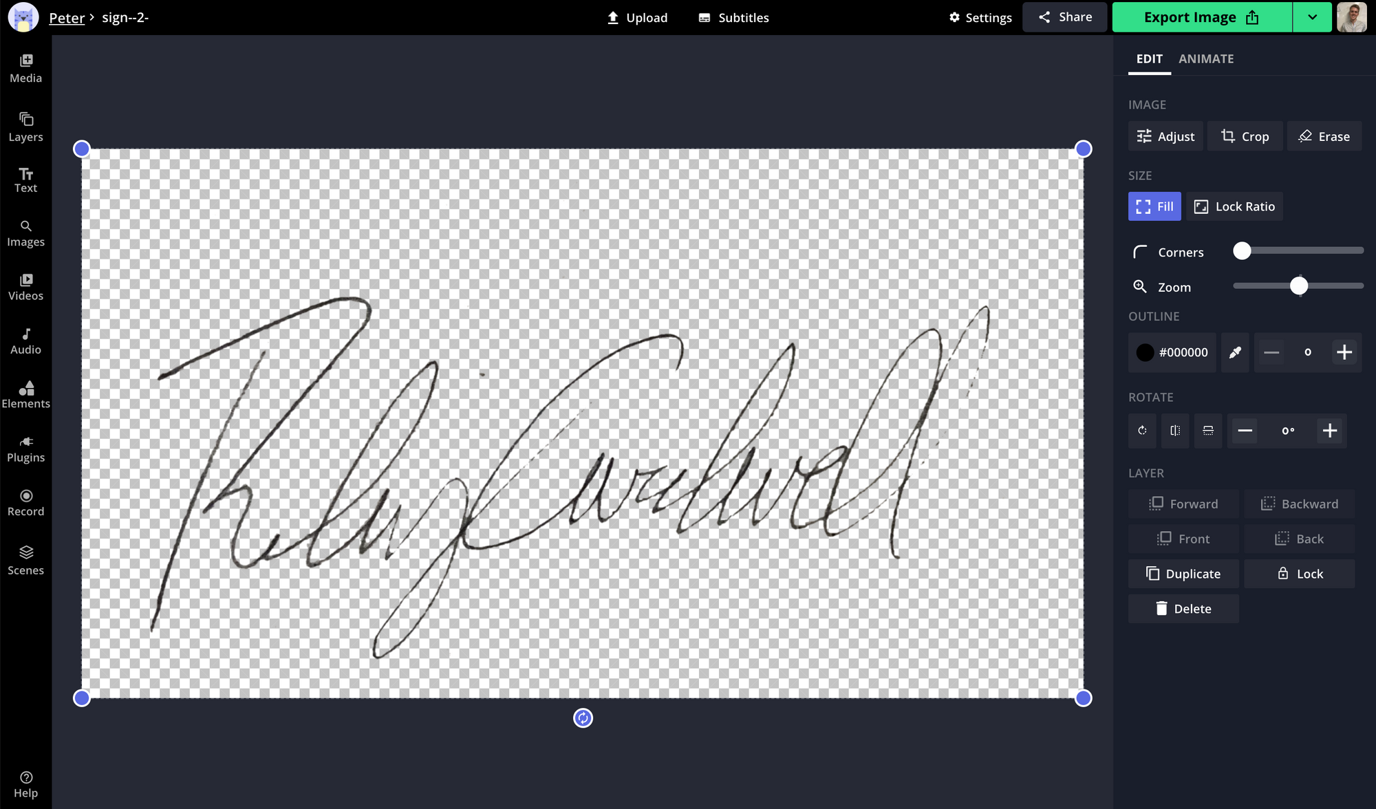  How to make a transparent background on a signature