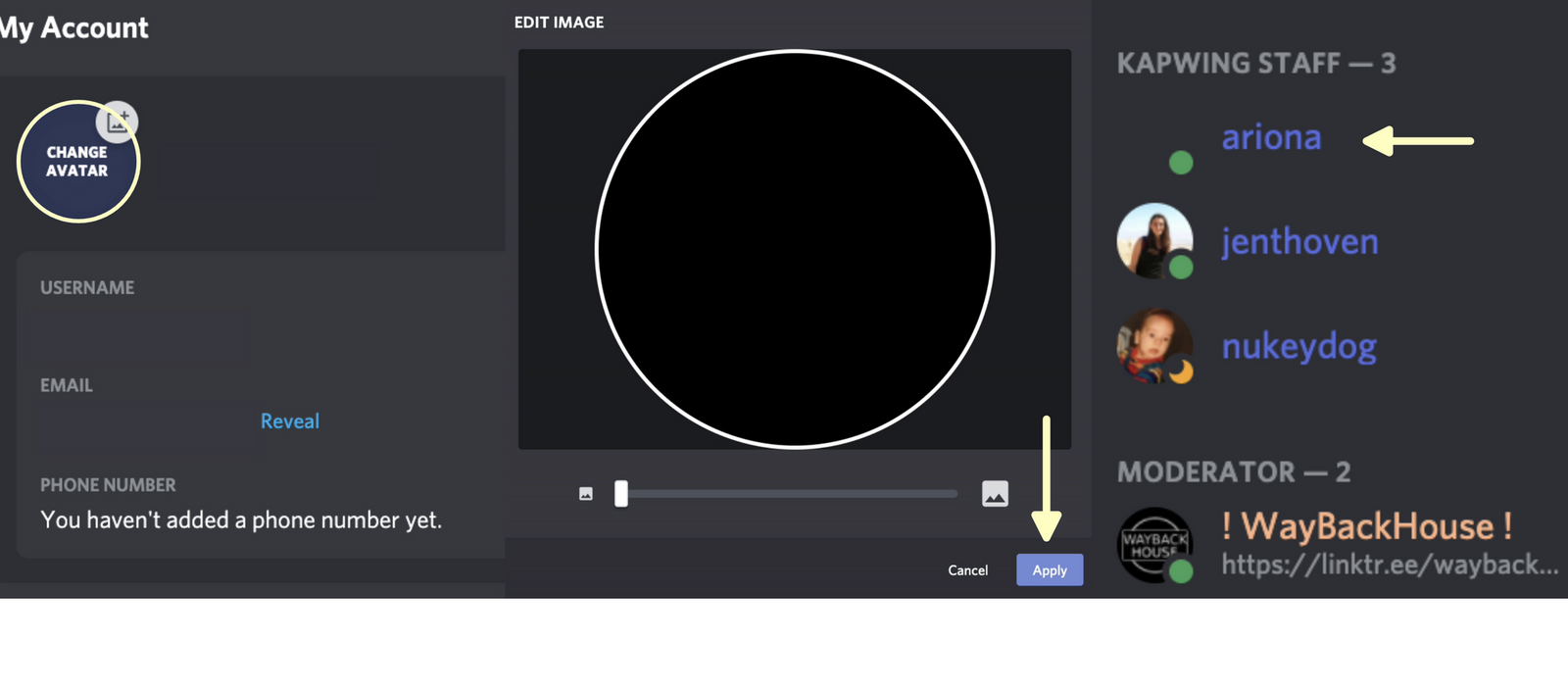 A screenshot of an invisible profile picture in Discord. 