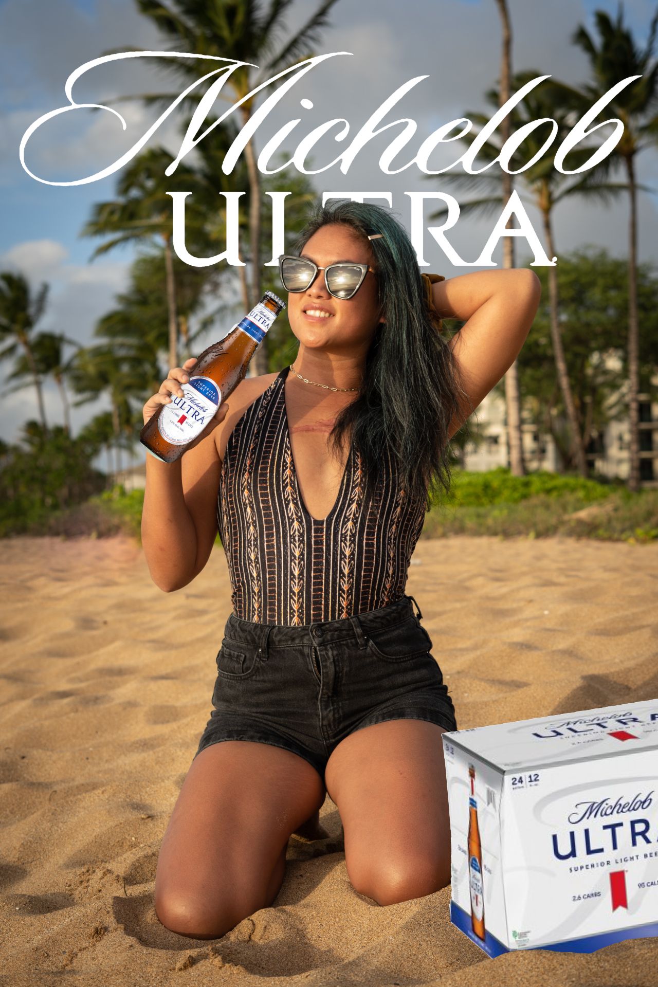 An example of the TikTok Beer Poster trend using the Michelob Ultra brand.