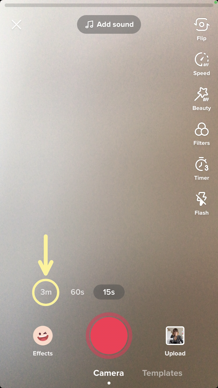 A screenshot showing how to record longer TIkTok videos with the 3 minute limit. 