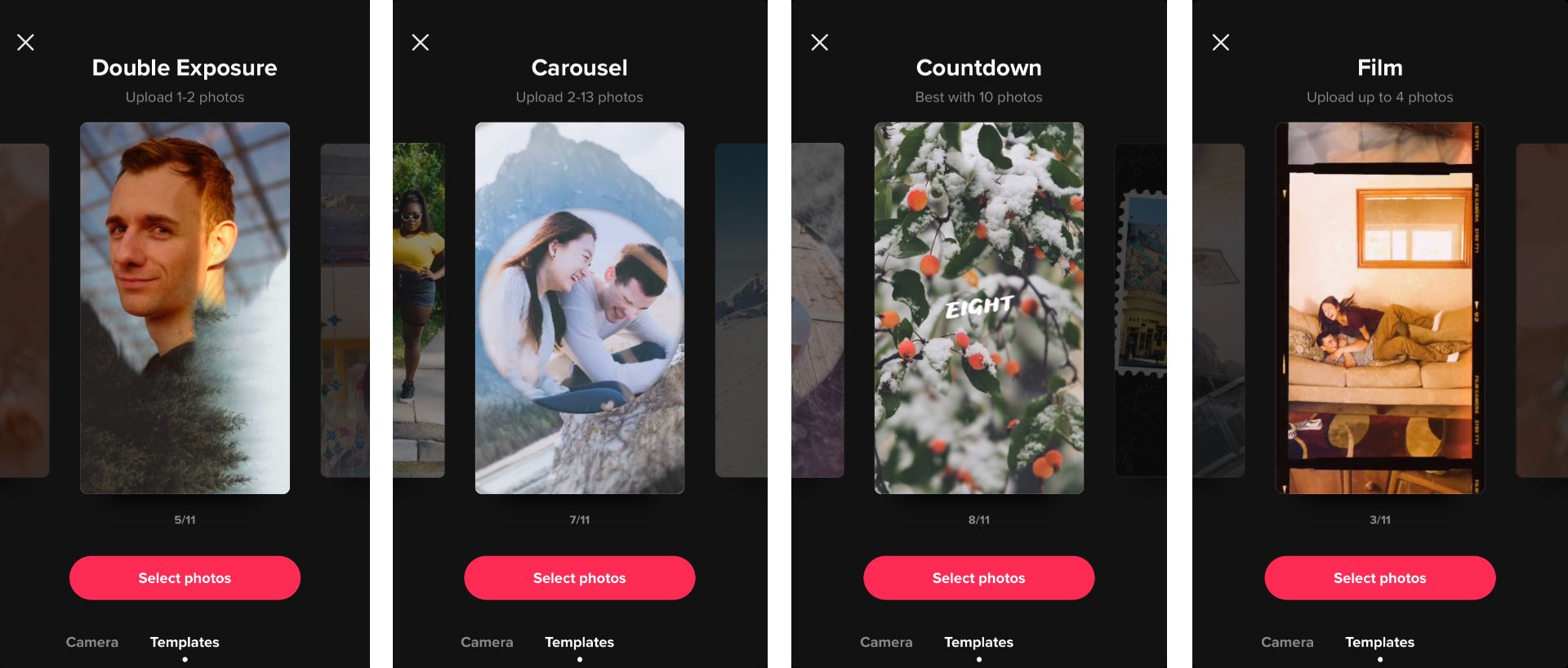 Four examples of TikTok templates. 