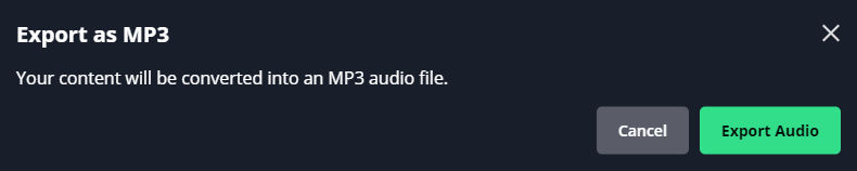 A screenshot showing the Export as MP3 prompt when exporting as an MP3 file