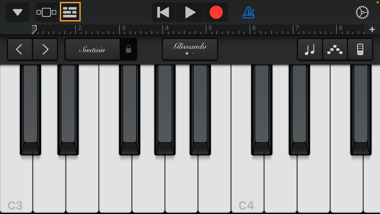 GarageBand app with an annotation over the project icon.