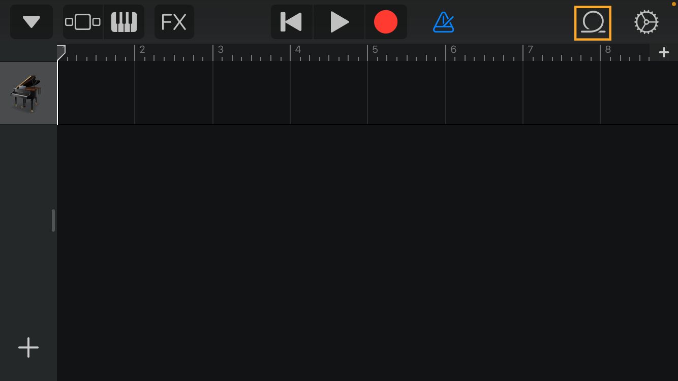 GarageBand app with the loop icon highlighted.