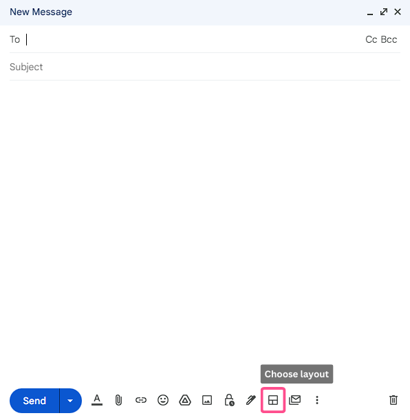 A screenshot showing the Layouts button in Gmail