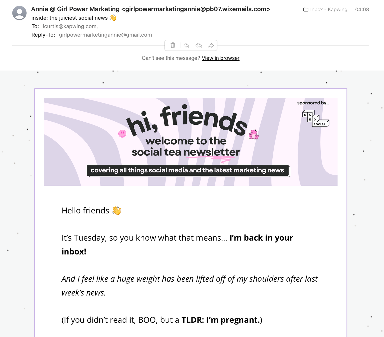 Example newsletter from Annie-Mai Hodge on LinkedIn