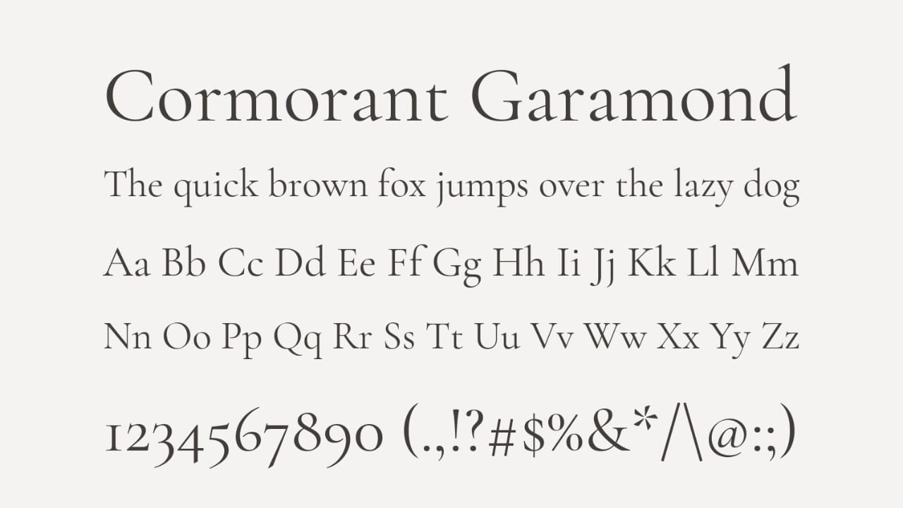 Cormorant Garamond serif font specimen with delicate letterforms for romantic Valentine’s Day typography