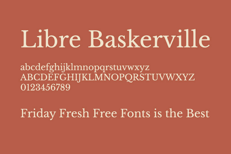 Libre Baskerville serif font specimen designed for readable Valentine’s Day card body text