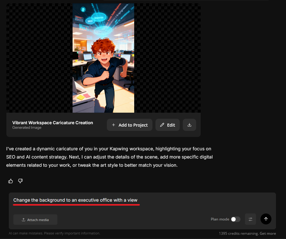 Guide showing how to edit a ChatGPT caricature image.