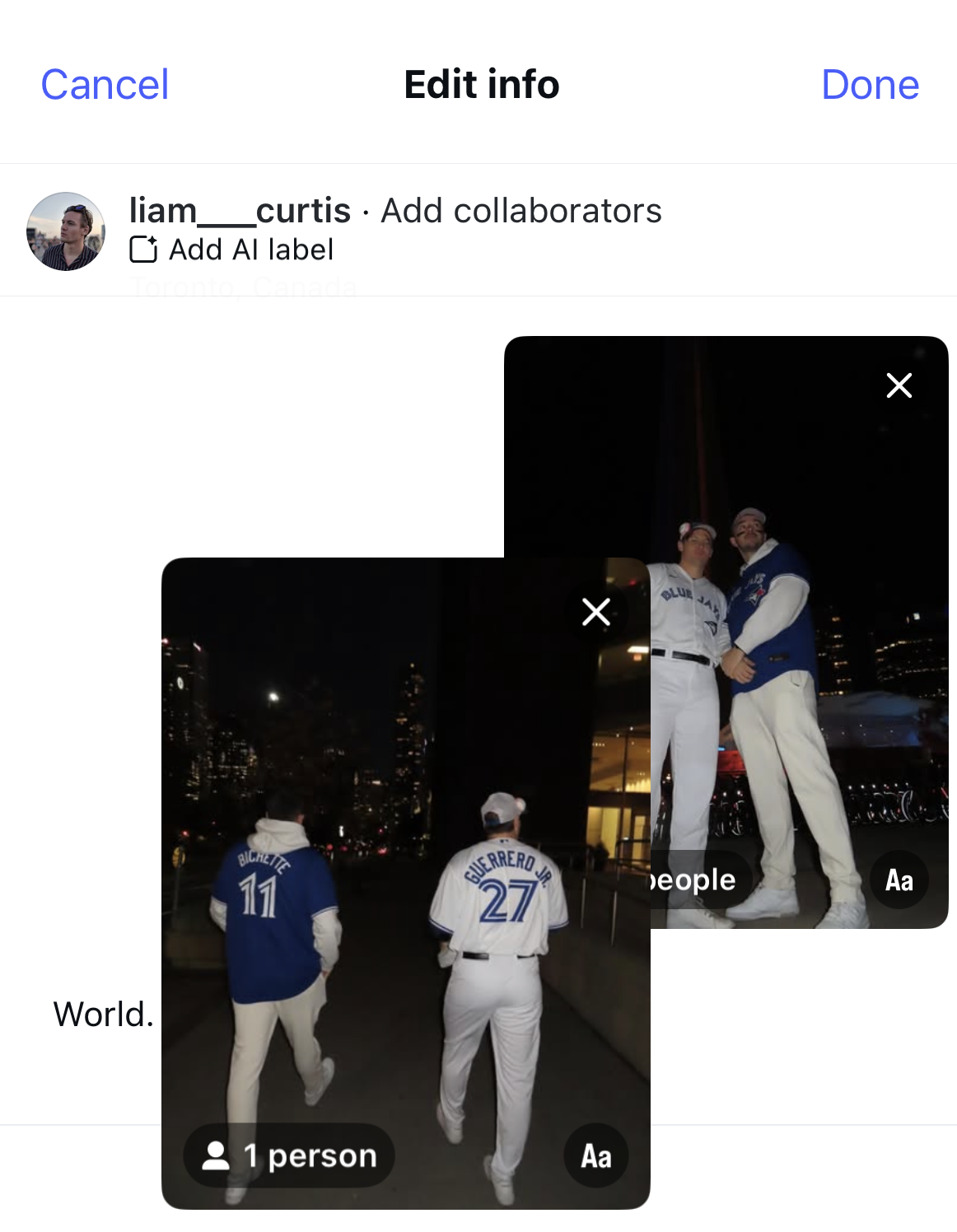 Screenshot of a carousel post on Instagram where one image is being dragged and dropped into a new position